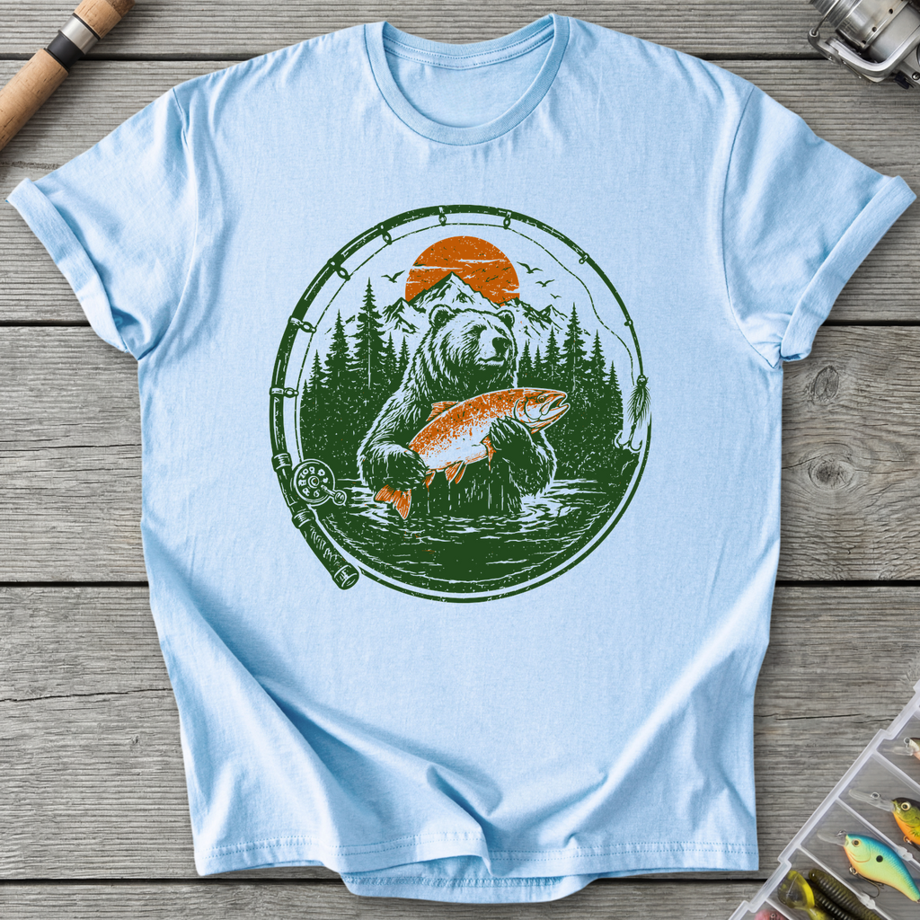Fishing Bear T-Shirt in Light Blue | River Giants Club