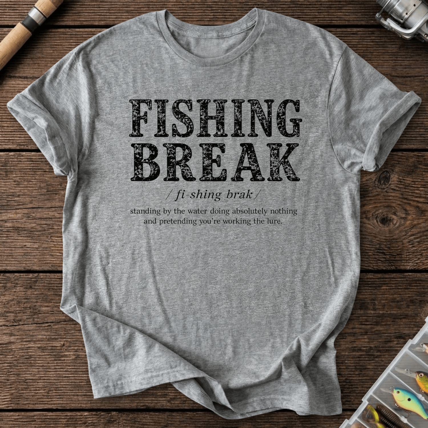Fishing Break Definition T-Shirt in Graphite Heather | River Giants Club