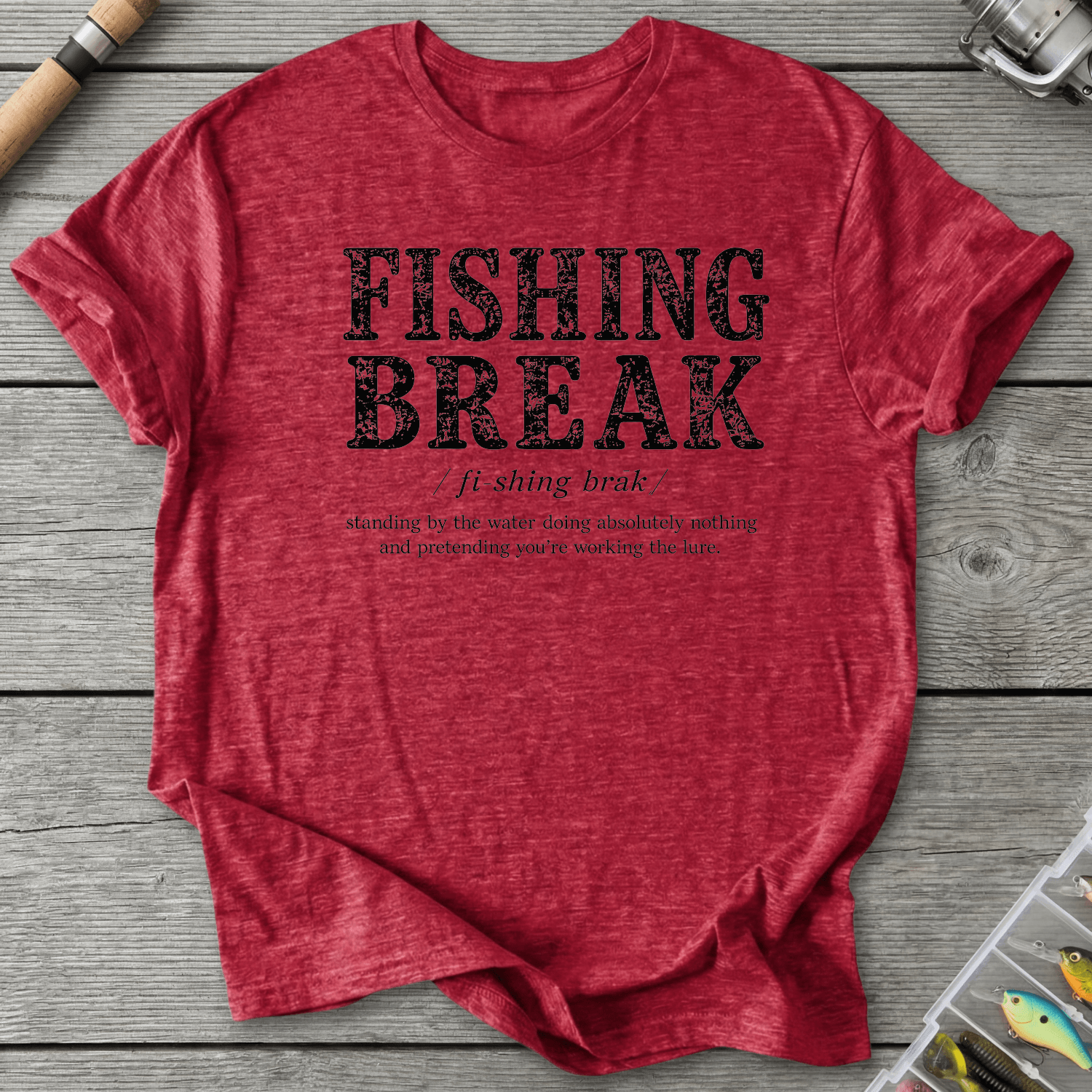Fishing Break Definition T-Shirt in Heather Red | River Giants Club