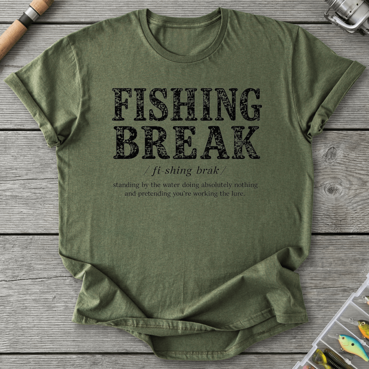 Fishing Break Definition T-Shirt in Military Green | River Giants Club