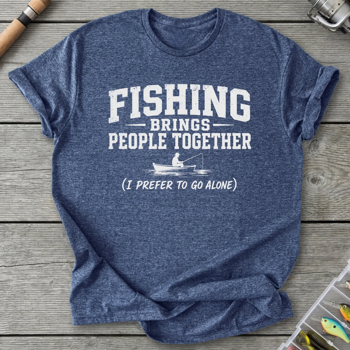 Fishing Brings People Together T-Shirt in Heather Navy | River Giants Club