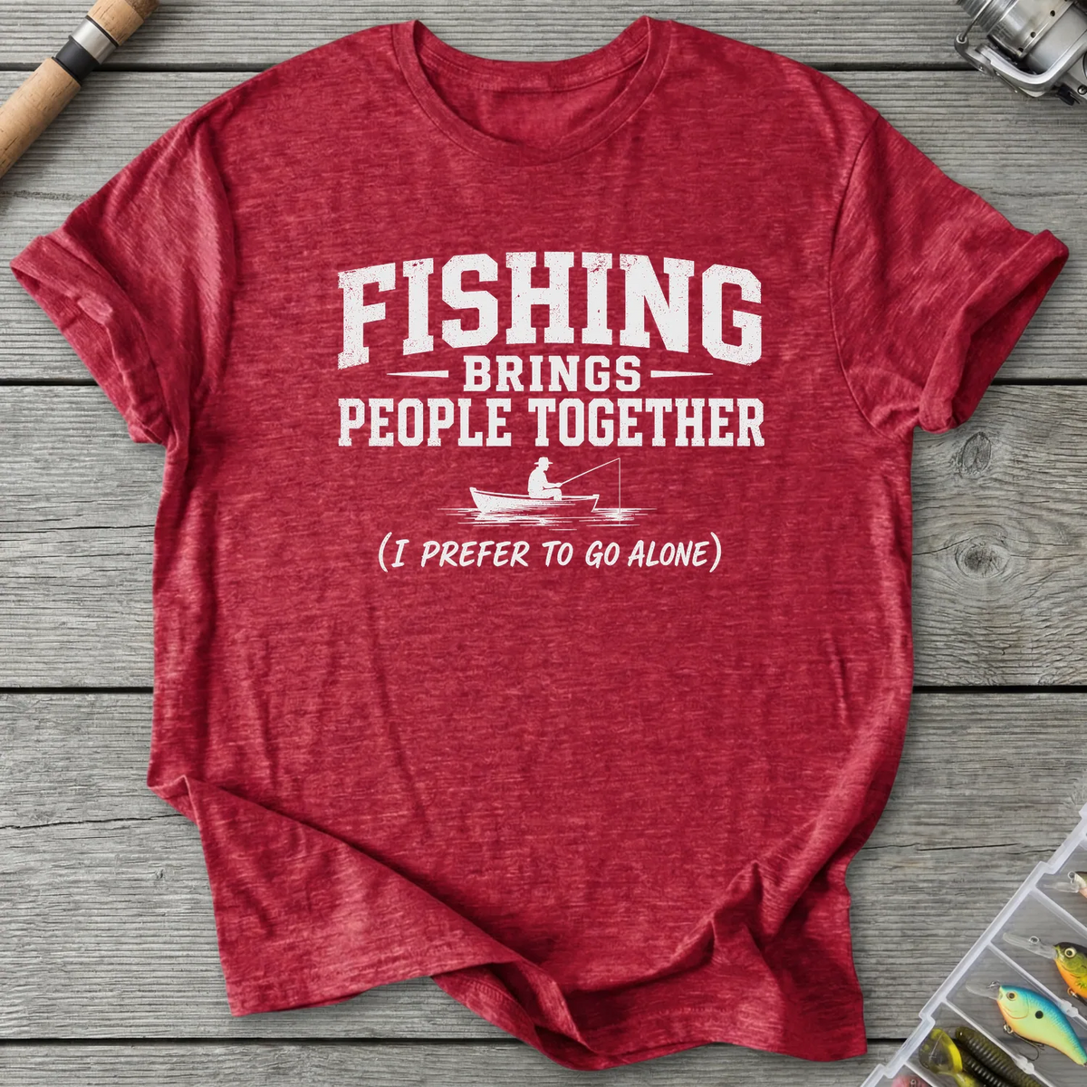 Fishing Brings People Together T-Shirt in Heather Red | River Giants Club