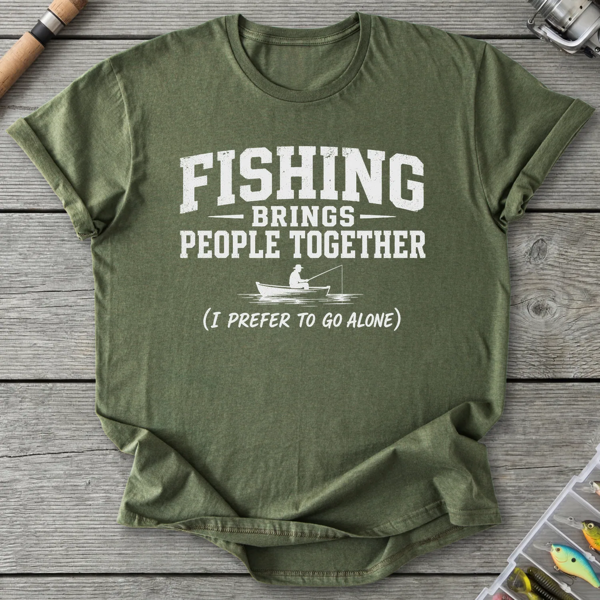 Fishing Brings People Together T-Shirt in Military Green | River Giants Club