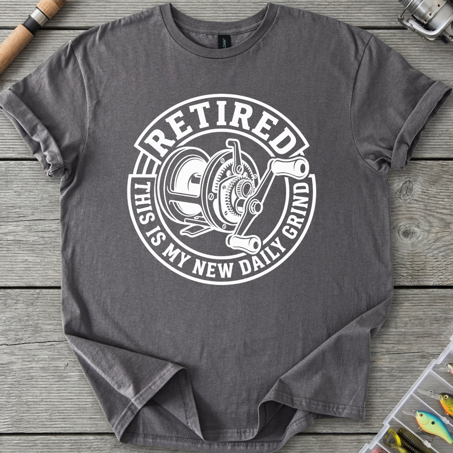Fishing Daily Grind T-Shirt in Charcoal | River Giants Club