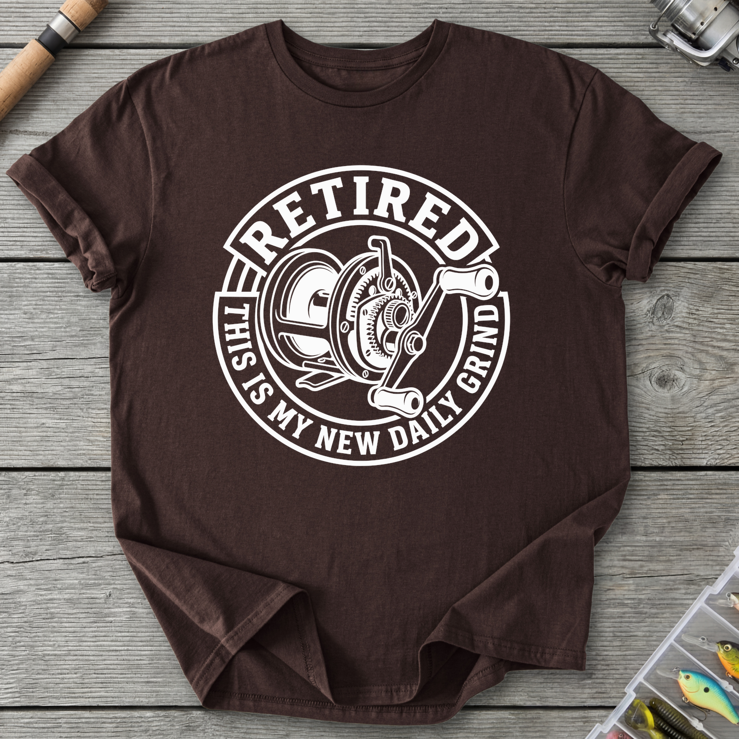 Fishing Daily Grind T-Shirt in Dark Chocolate | River Giants Club
