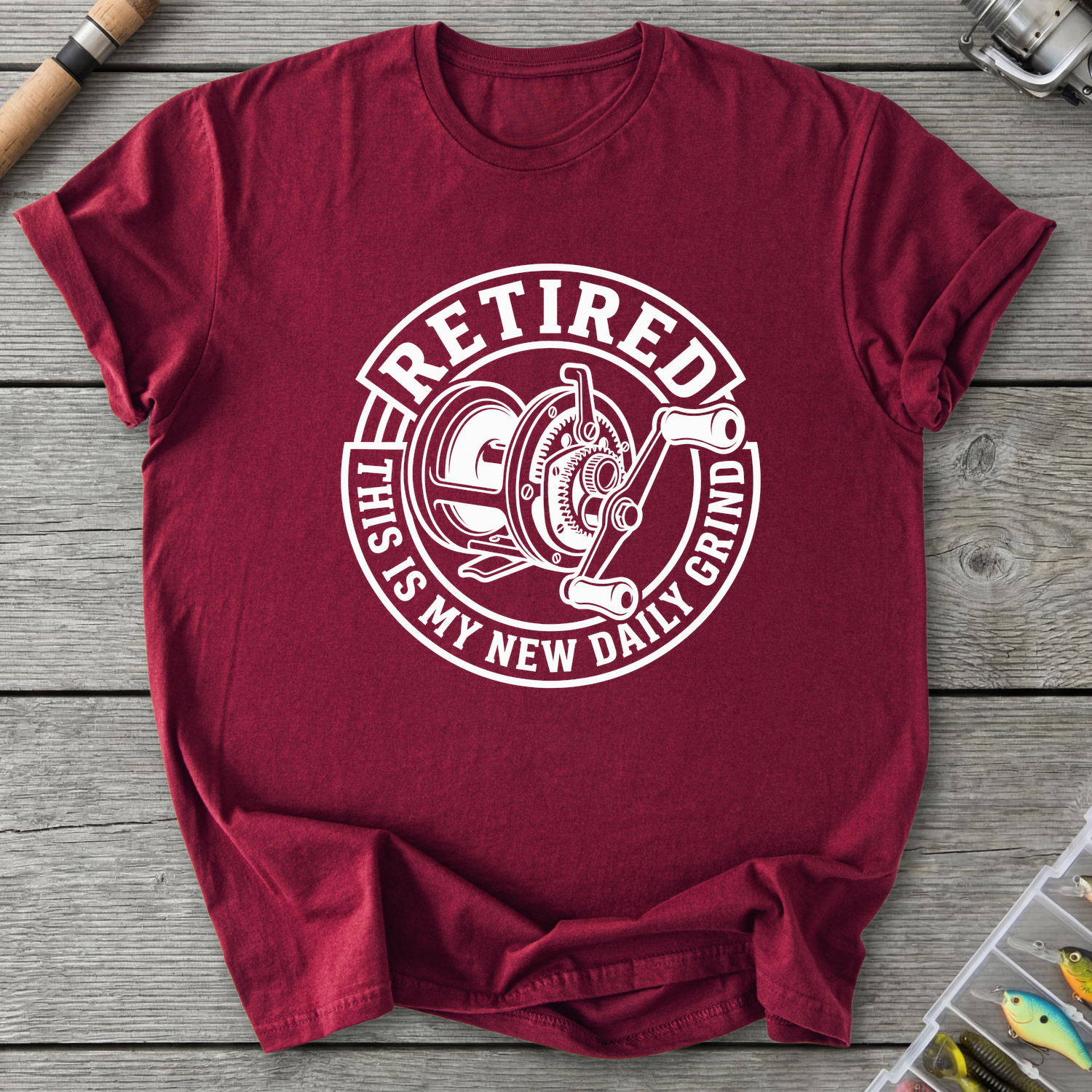 Fishing Daily Grind T-Shirt in Maroon | River Giants Club
