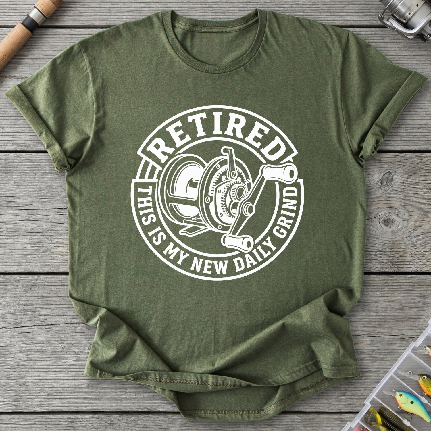 Fishing Daily Grind T-Shirt in Military Green | River Giants Club