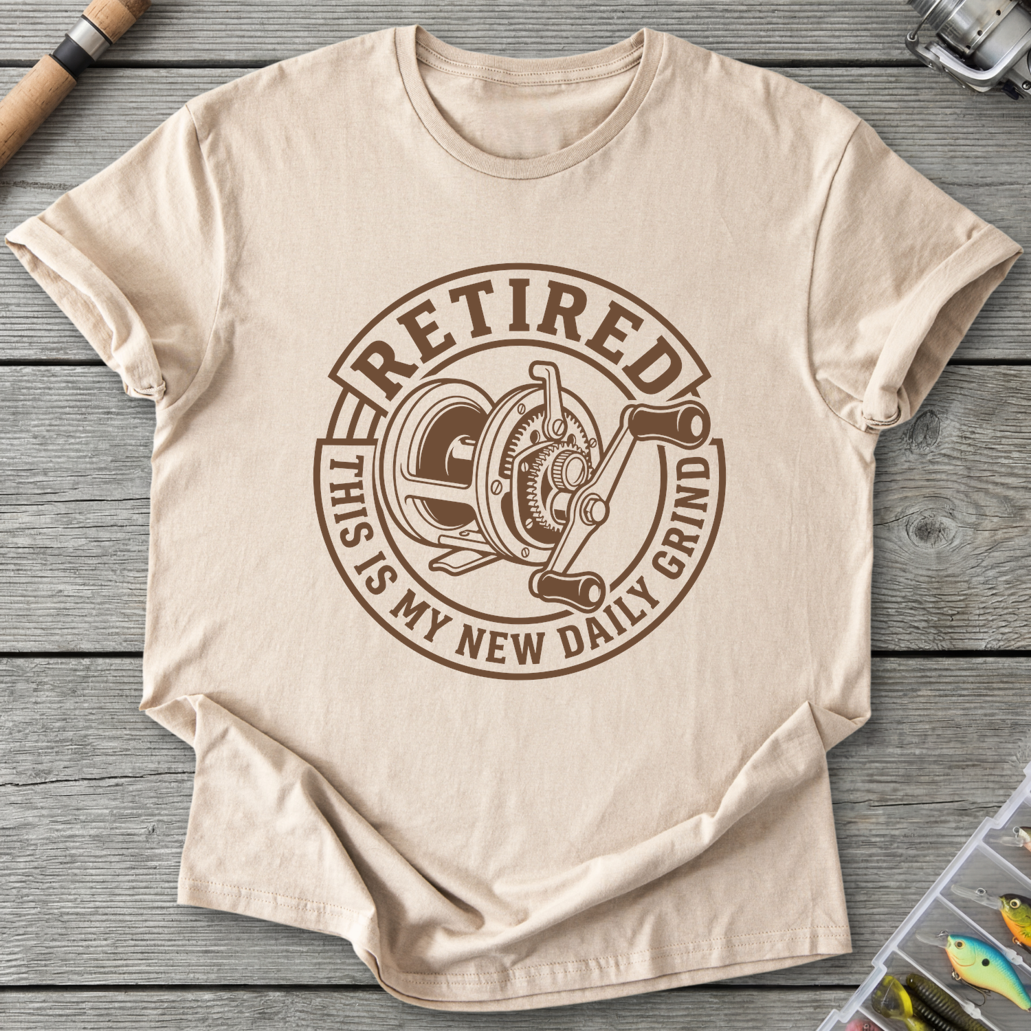 Fishing Daily Grind T-Shirt in Sand | River Giants Club