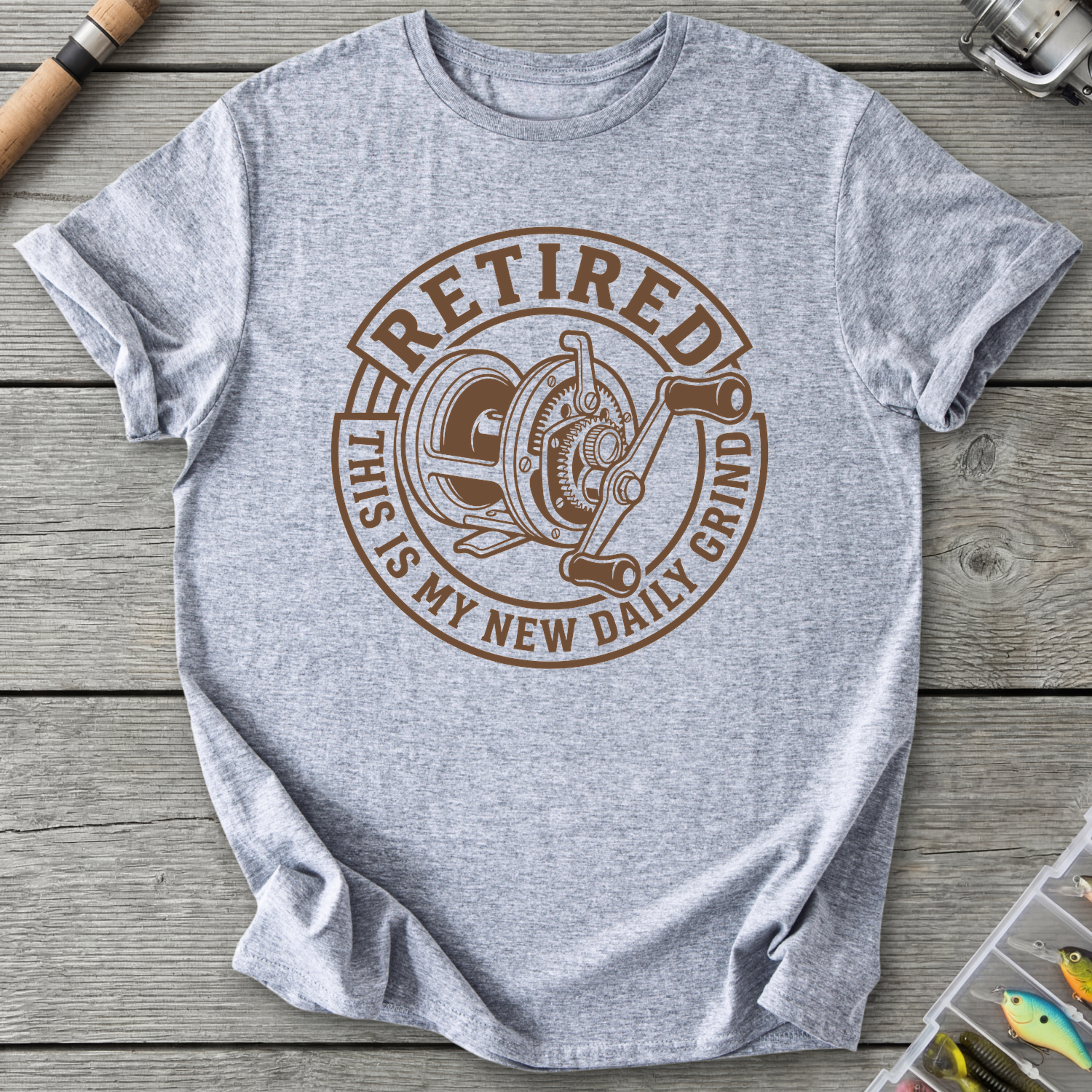 Fishing Daily Grind T-Shirt in Sport Grey | River Giants Club