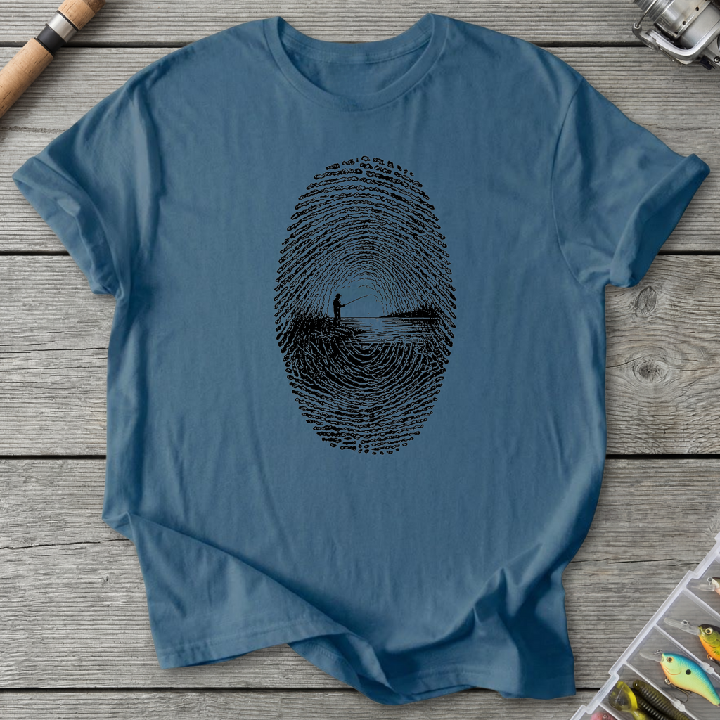 Fishing Fingerprint DNA T-Shirt in Indigo Blue | River Giants Club