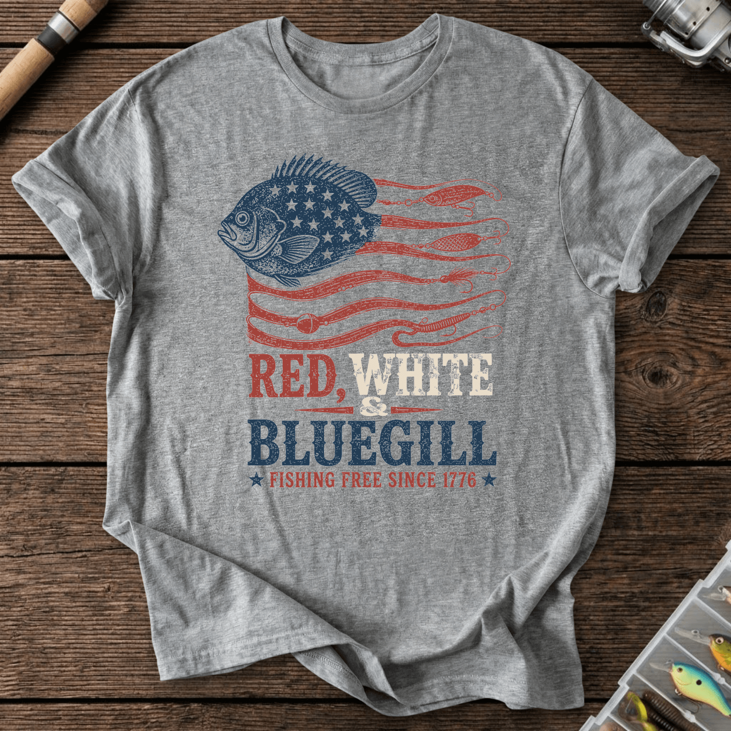 Fishing Free Since 1776 T-Shirt in Graphite Heather | River Giants Club