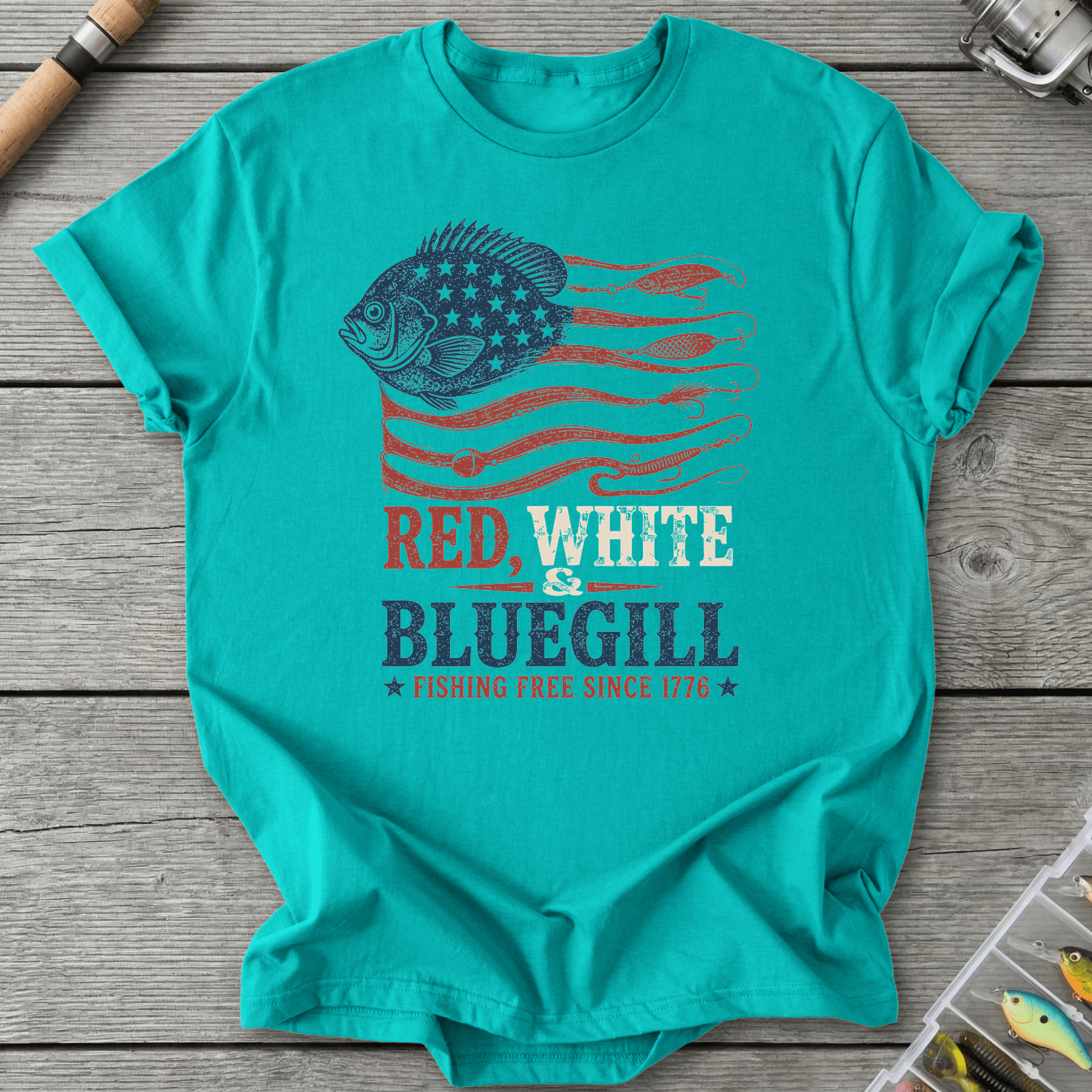 Fishing Free Since 1776 T-Shirt in Jade Dome | River Giants Club