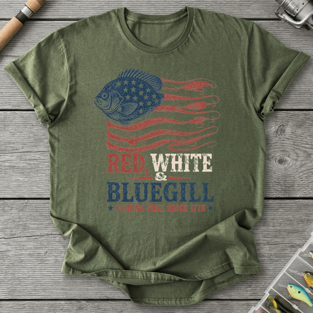 Fishing Free Since 1776 T-Shirt in Military Green | River Giants Club