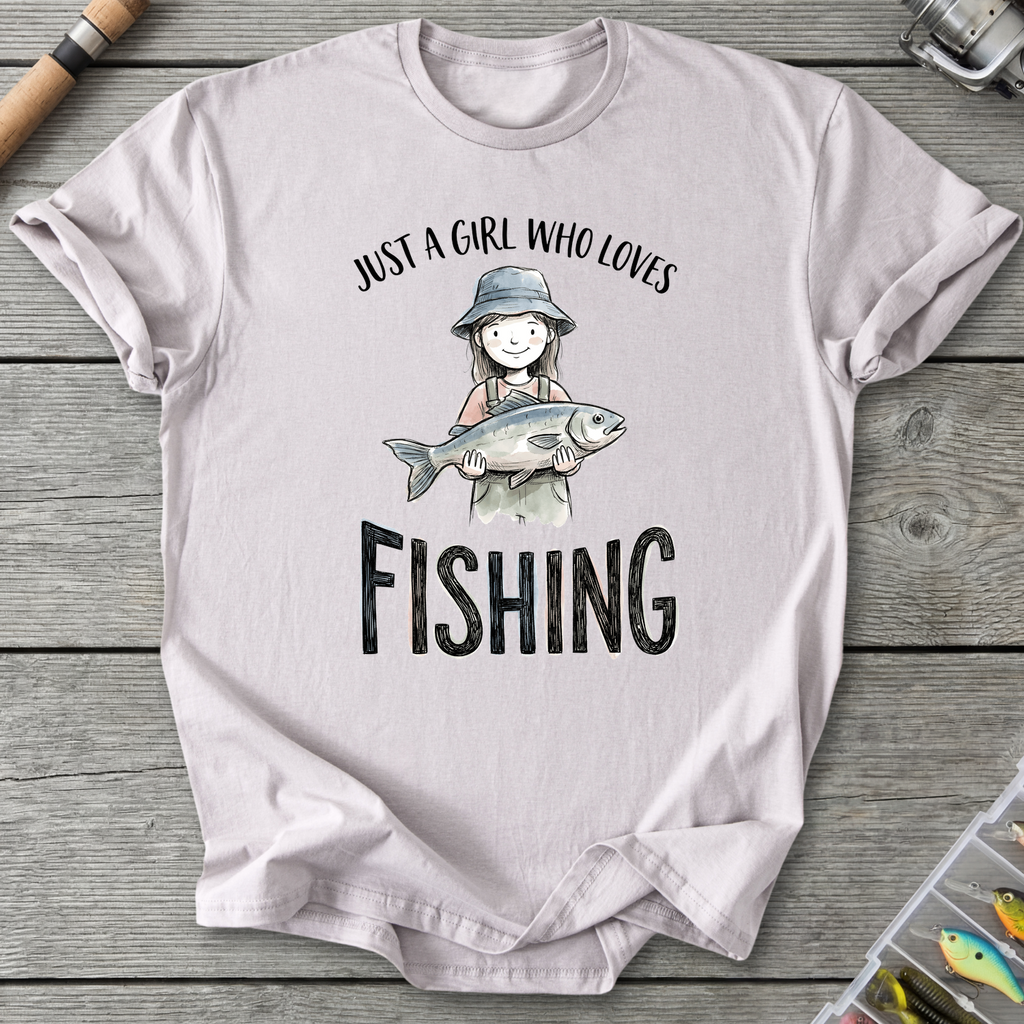 Fishing Girl Bucket Hat T-Shirt in Ice Grey | River Giants Club