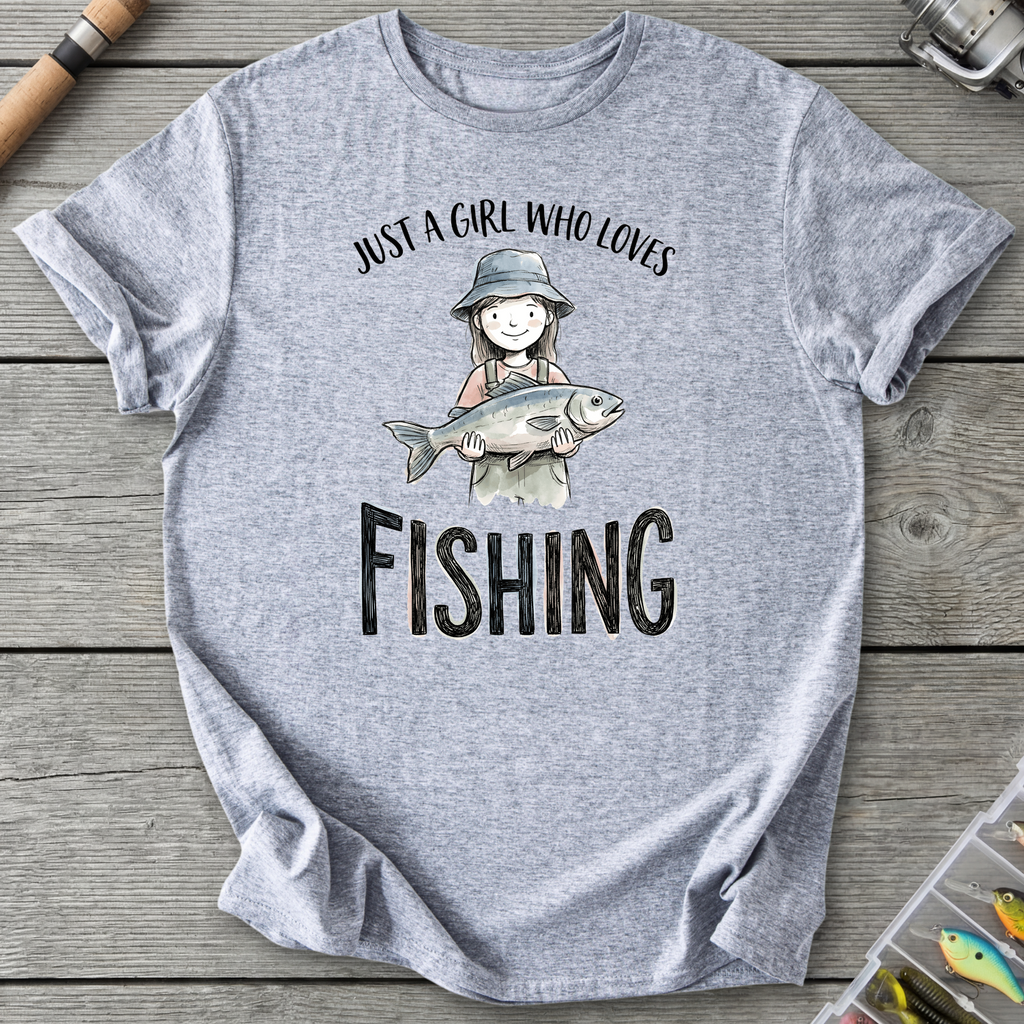 Fishing Girl Bucket Hat T-Shirt in Sport Grey | River Giants Club