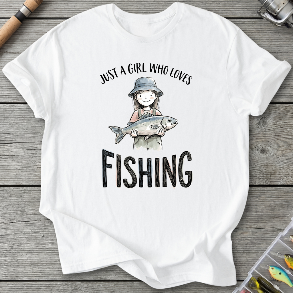 Fishing Girl Bucket Hat T-Shirt in White | River Giants Club