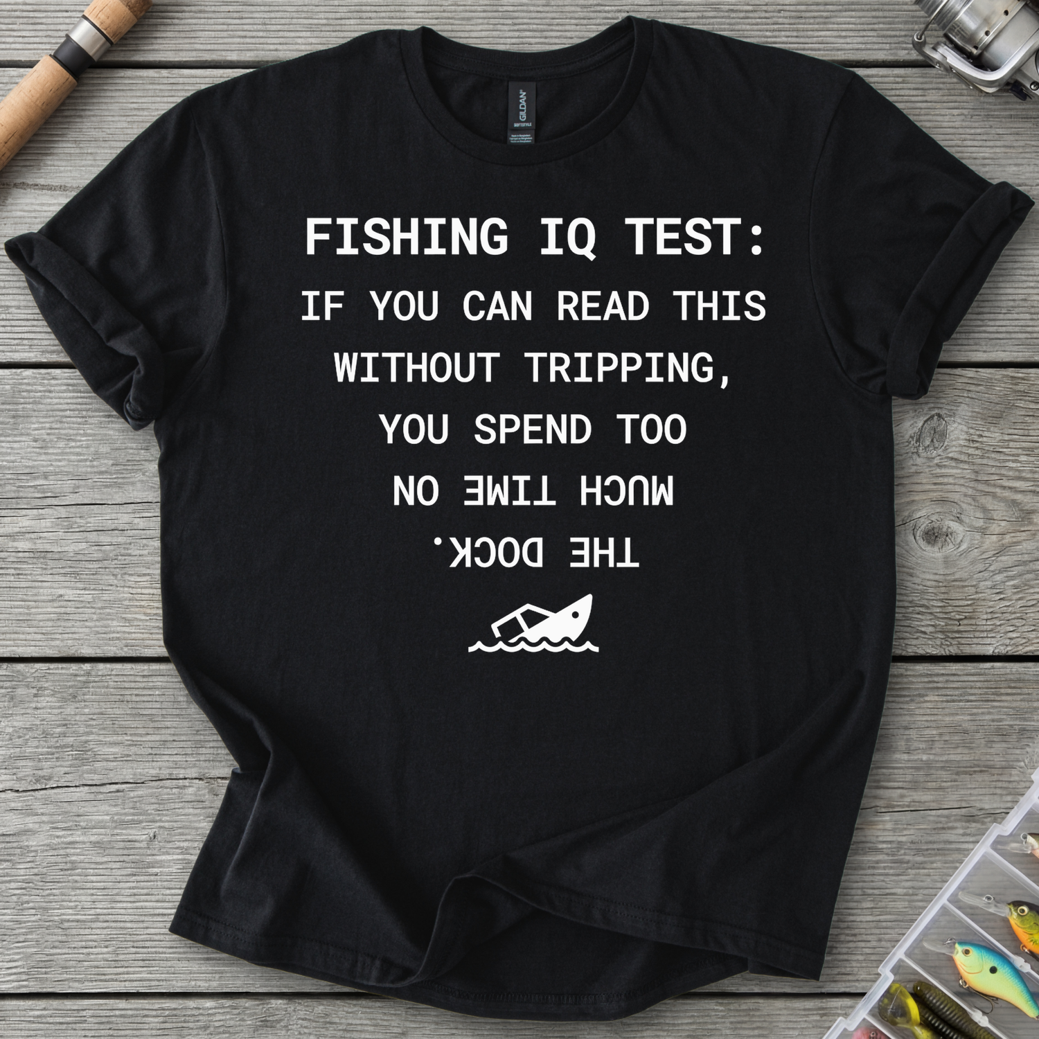 Fishing IQ Test Boat Graphic T-Shirt in Black | River Giants Club