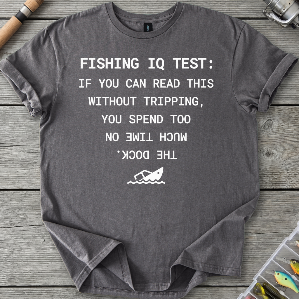Fishing IQ Test Boat Graphic T-Shirt in Charcoal | River Giants Club