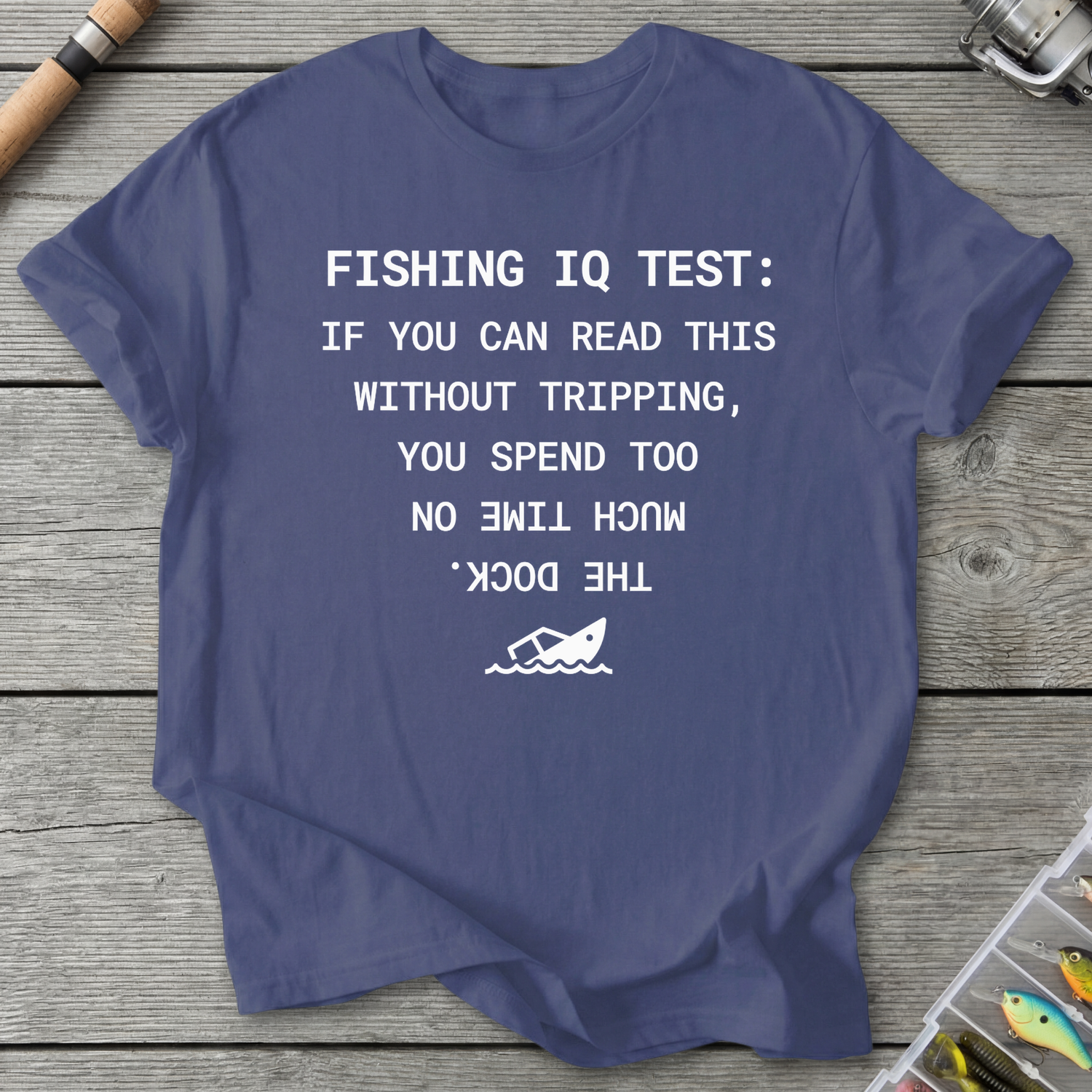 Fishing IQ Test Boat Graphic T-Shirt in Metro Blue | River Giants Club