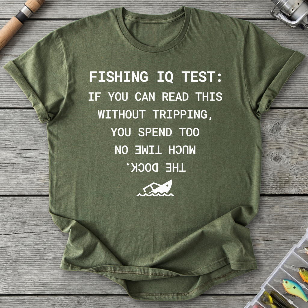 Fishing IQ Test Boat Graphic T-Shirt in Military Green | River Giants Club