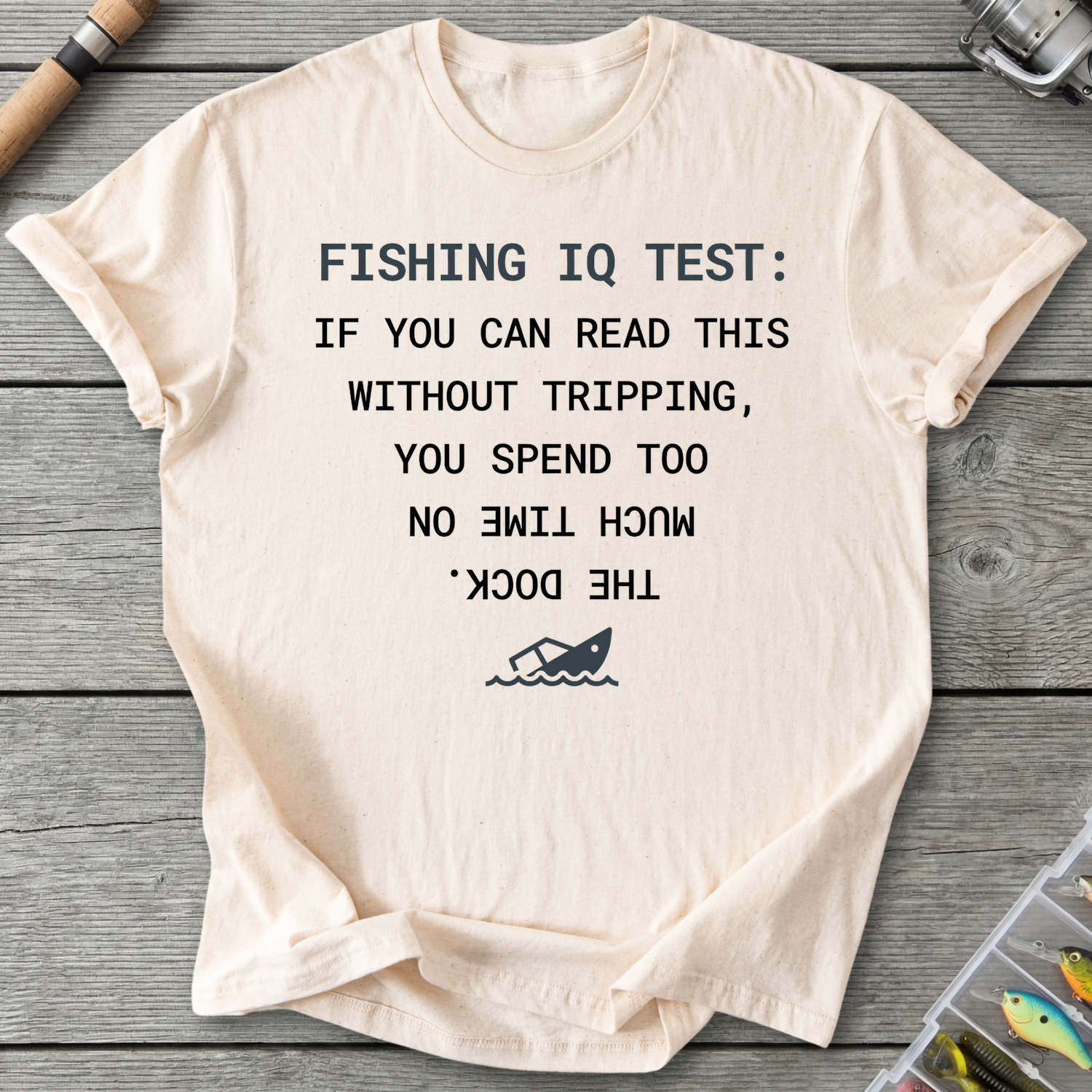 Fishing IQ Test Boat Graphic T-Shirt in Natural | River Giants Club