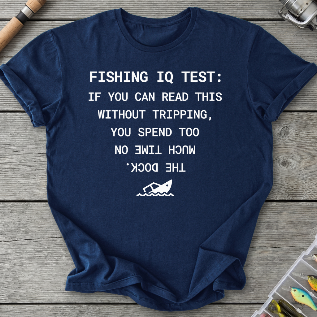 Fishing IQ Test Boat Graphic T-Shirt in Navy | River Giants Club
