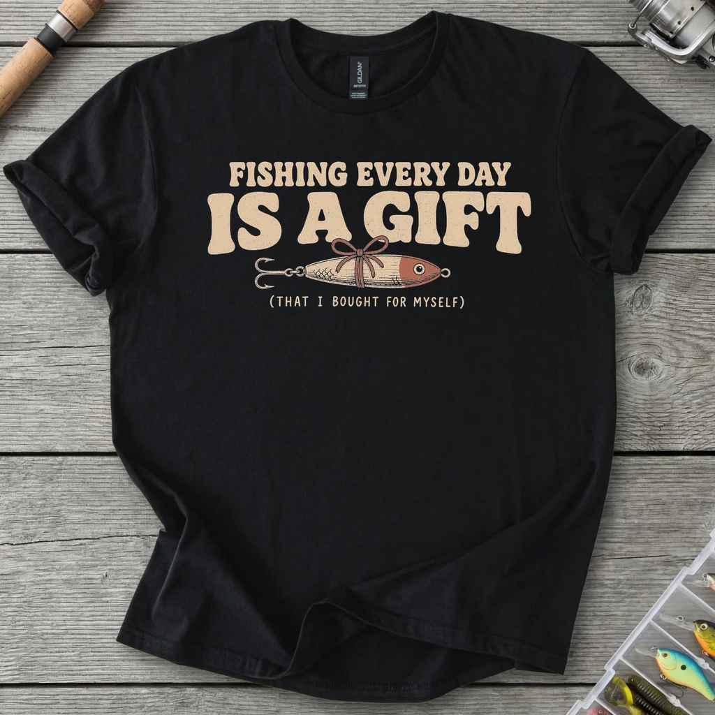 Fishing is a Gift T-Shirt in Black | River Giants Club