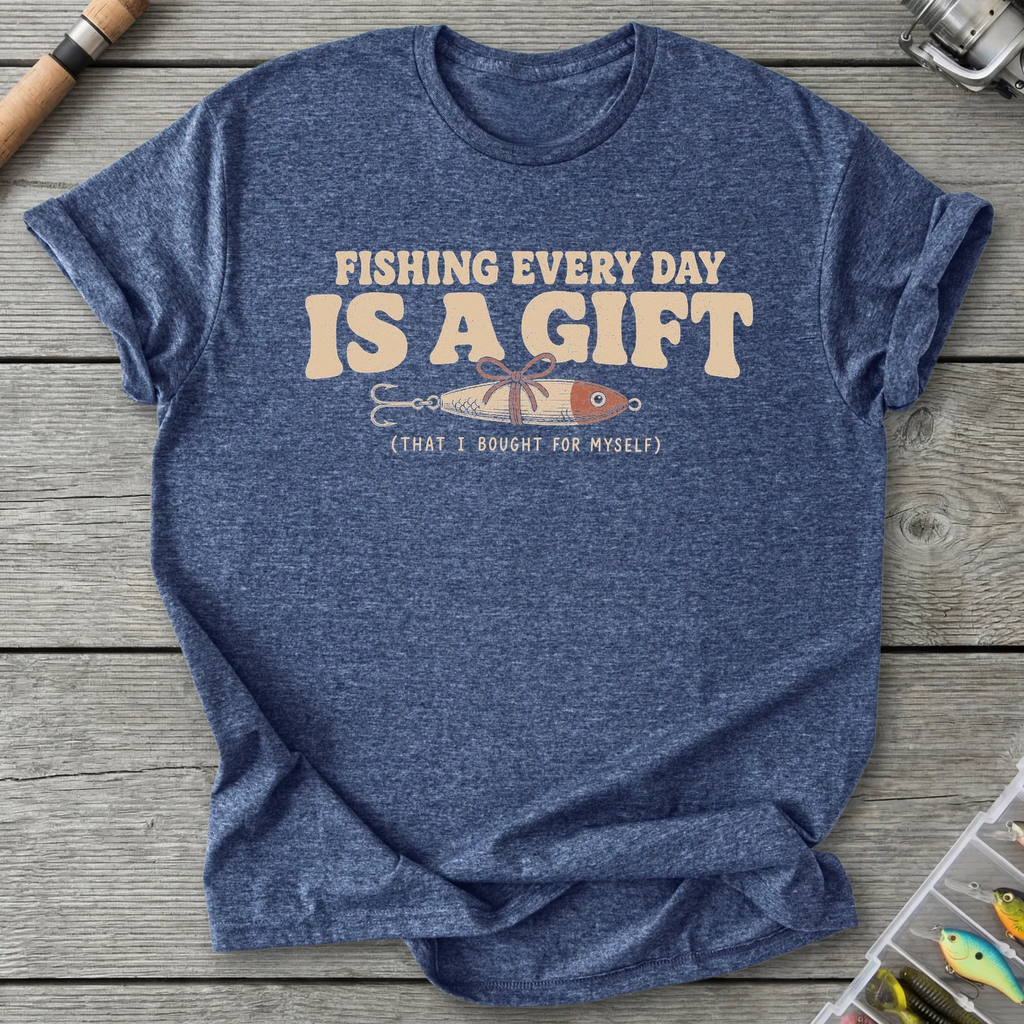 Fishing is a Gift T-Shirt in Heather Navy | River Giants Club