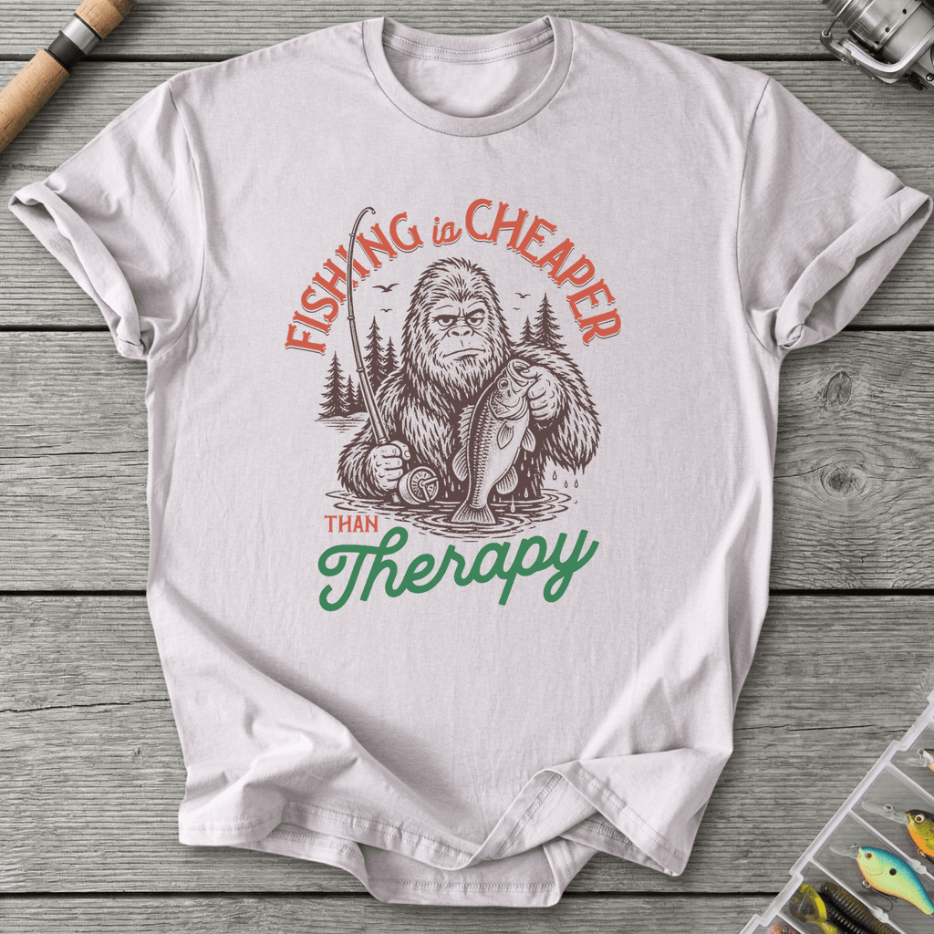 Fishing Is Cheaper Big Foot T-Shirt in Ice Grey | River Giants Club