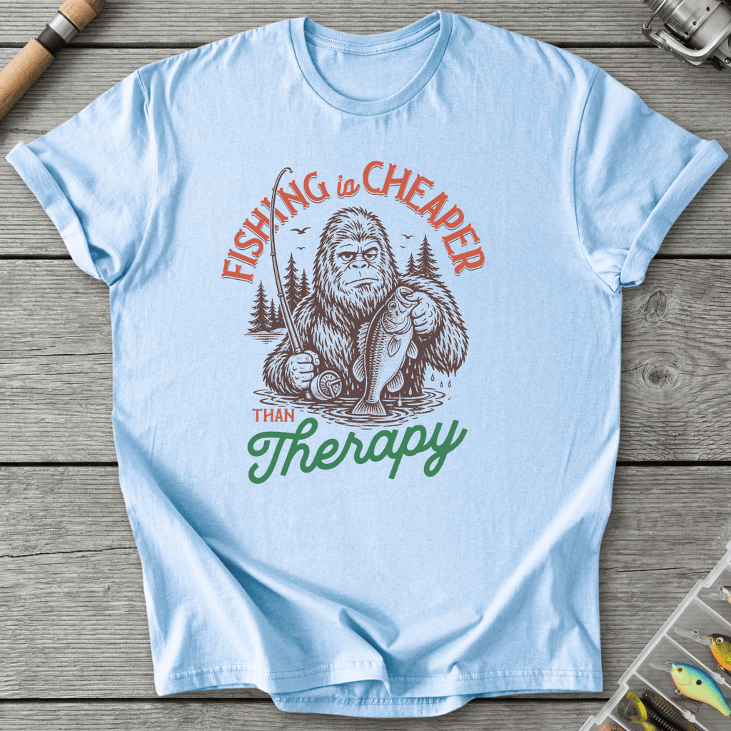 Fishing Is Cheaper Big Foot T-Shirt in Light Blue | River Giants Club