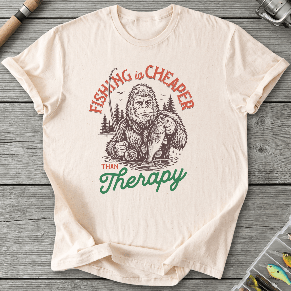 Fishing Is Cheaper Big Foot T-Shirt in Natural | River Giants Club