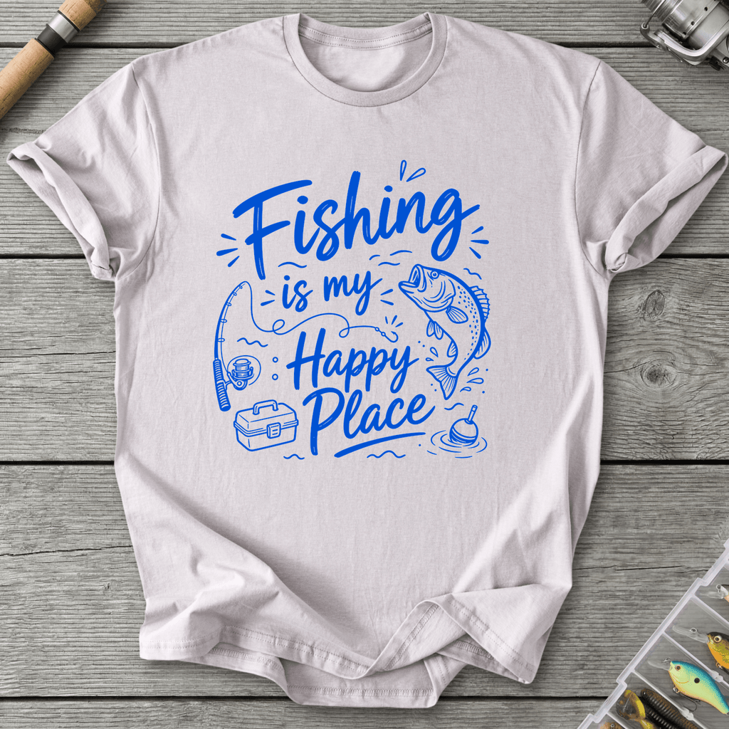 Fishing Is My Happy Place T-Shirt in Ice Grey | River Giants Club