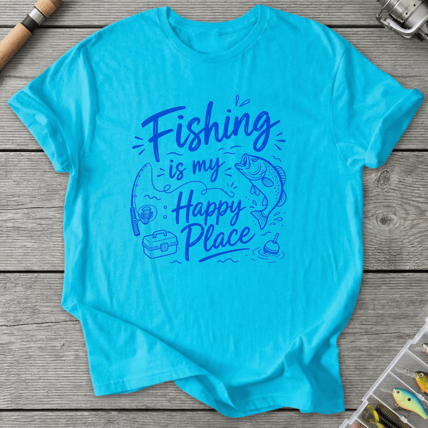 Fishing Is My Happy Place T-Shirt in Sky | River Giants Club