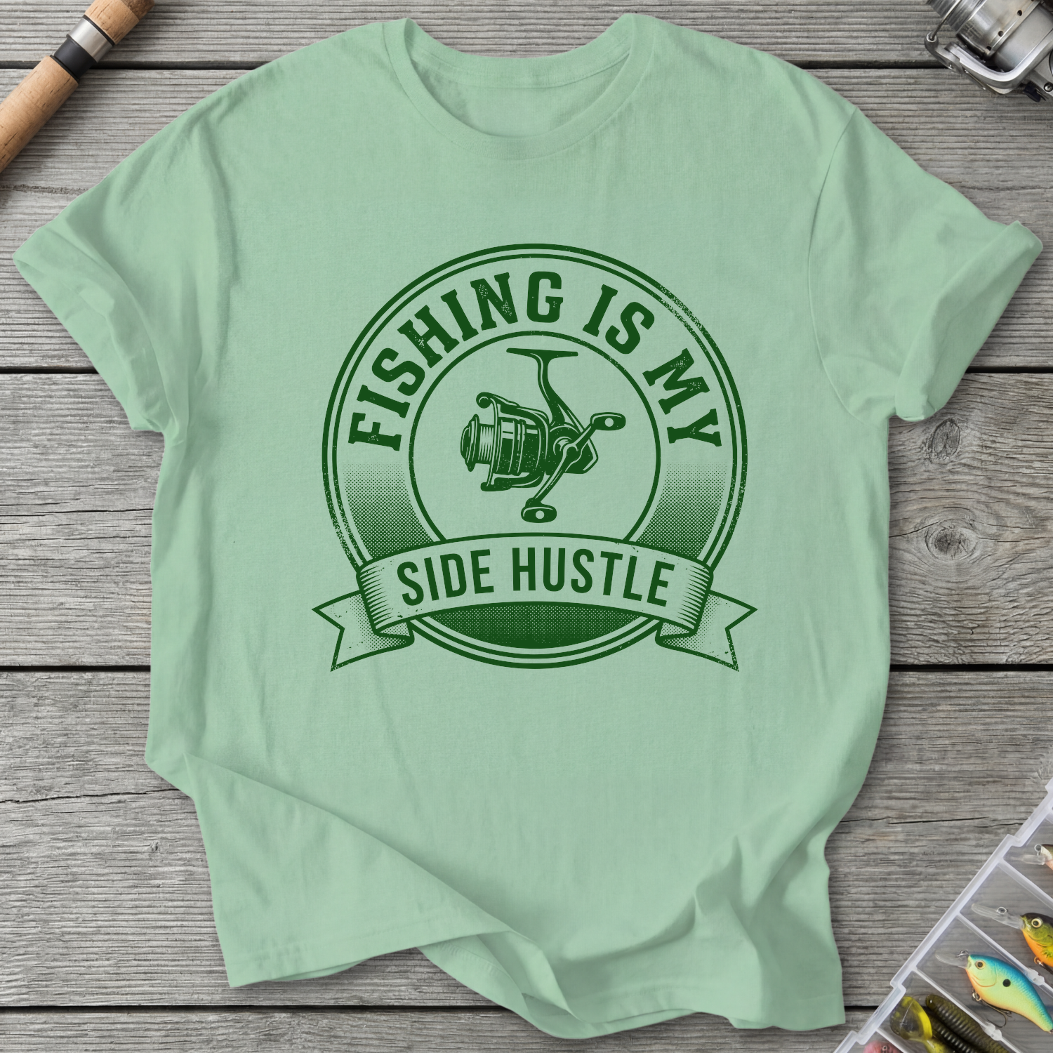 Fishing Is My Side Hustle T-Shirt in Mint Green | River Giants Club
