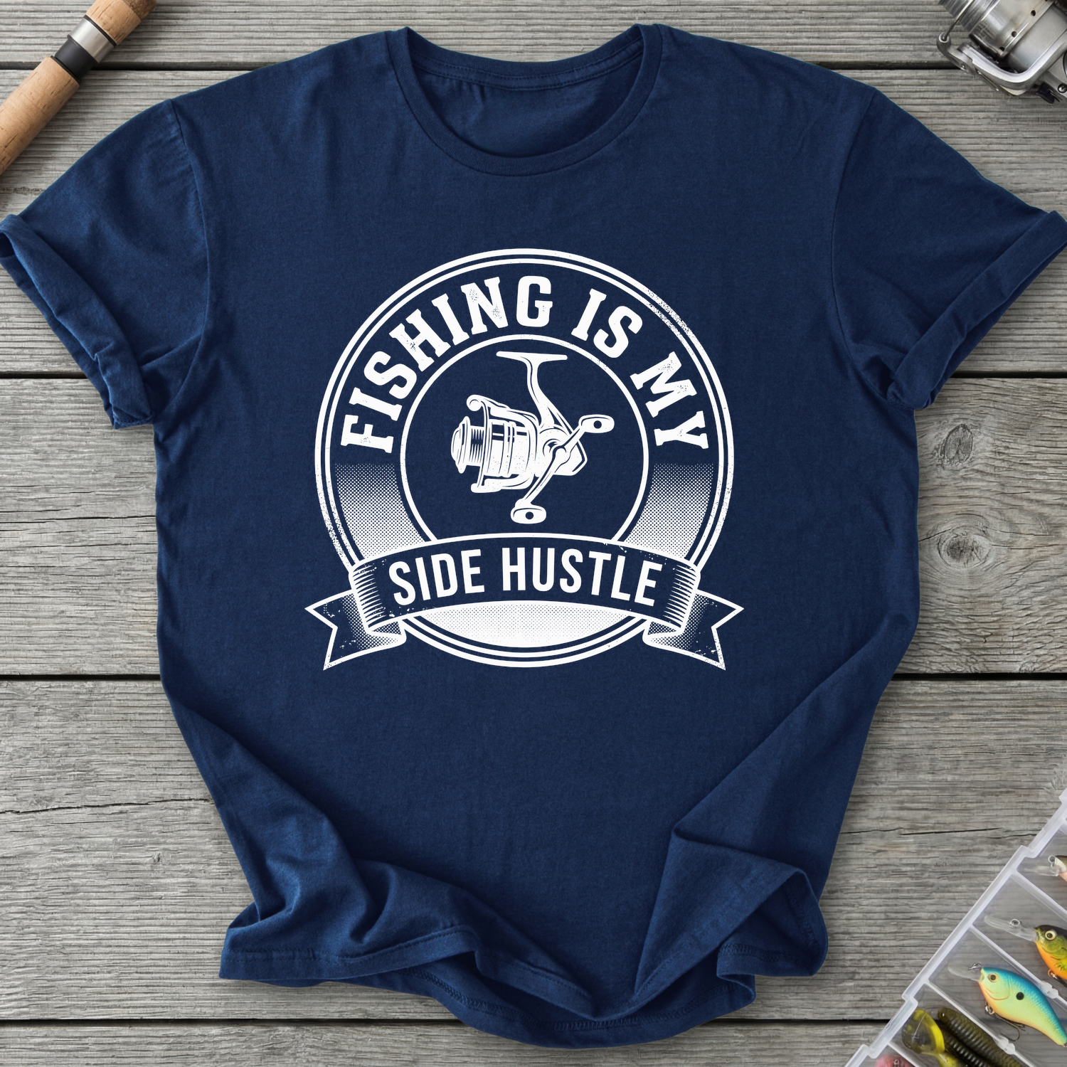 Fishing Is My Side Hustle T-Shirt in Navy | River Giants Club