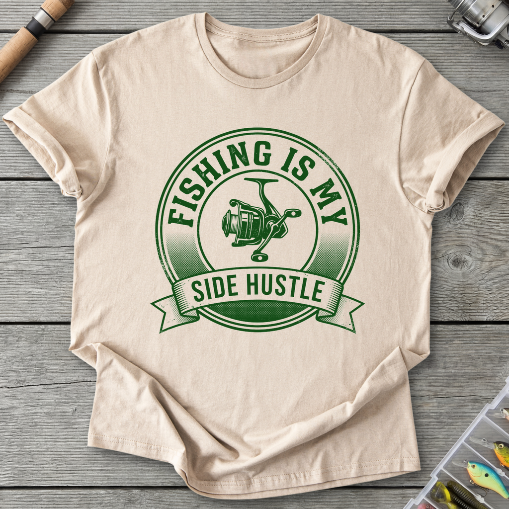 Fishing Is My Side Hustle T-Shirt in Sand | River Giants Club