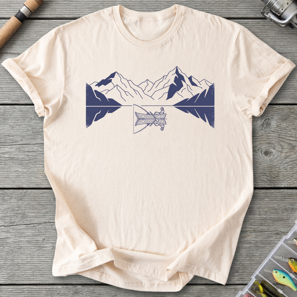 Fishing Lake Mountain Reflection T-Shirt in Natural | River Giants Club