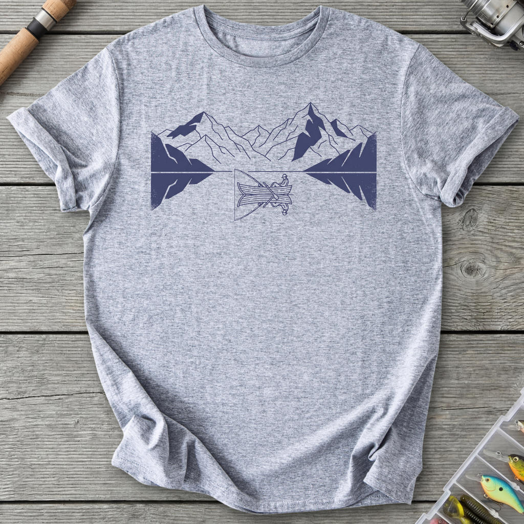 Fishing Lake Mountain Reflection T-Shirt in Sport Grey | River Giants Club