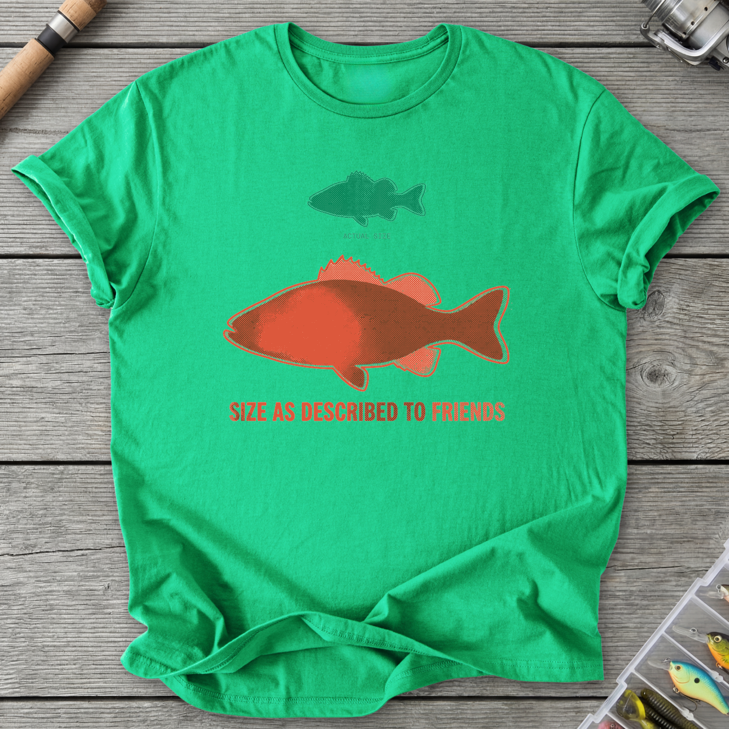 Fishing Lie Risograph Size T-Shirt in Irish Green | River Giants Club