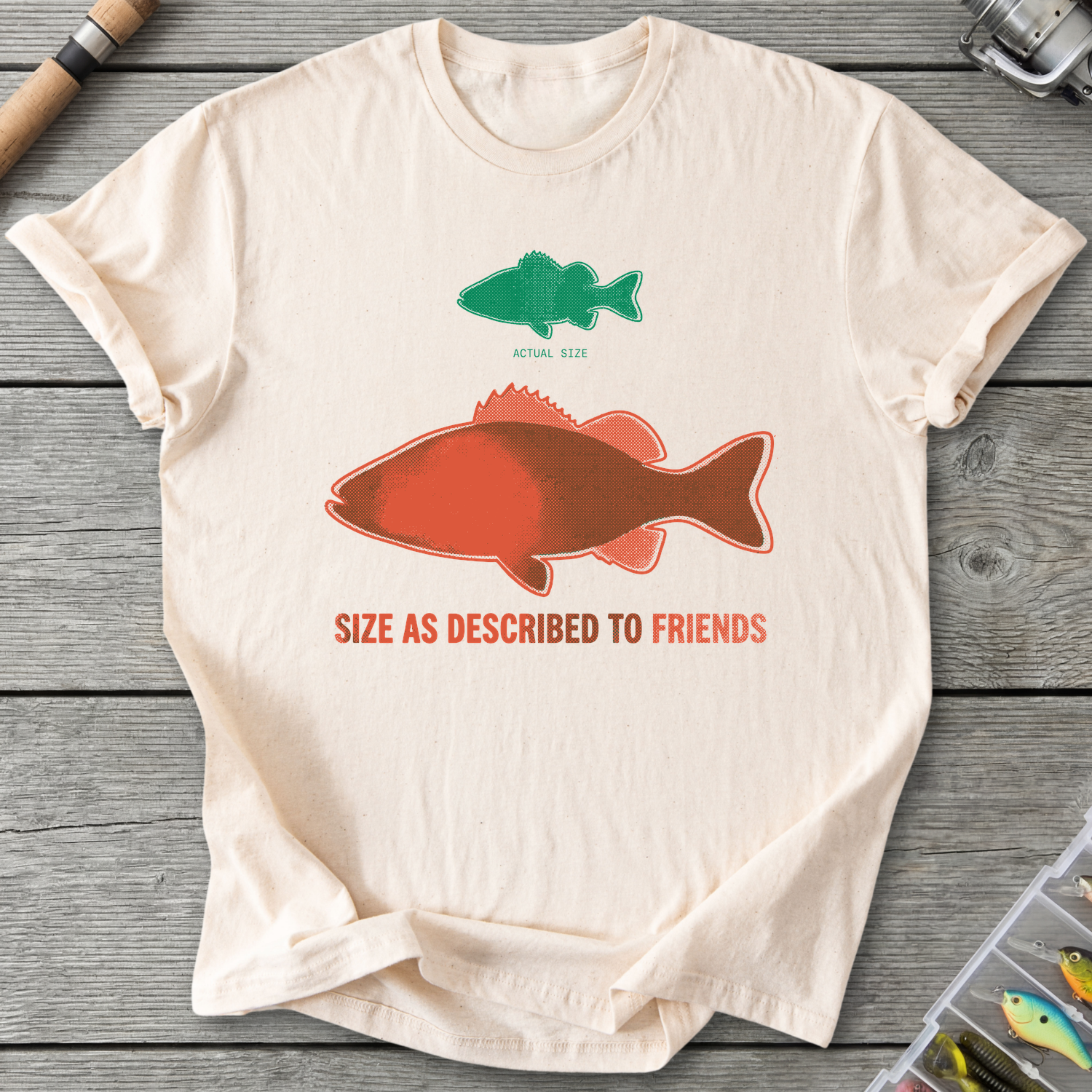 Fishing Lie Risograph Size T-Shirt in Natural | River Giants Club