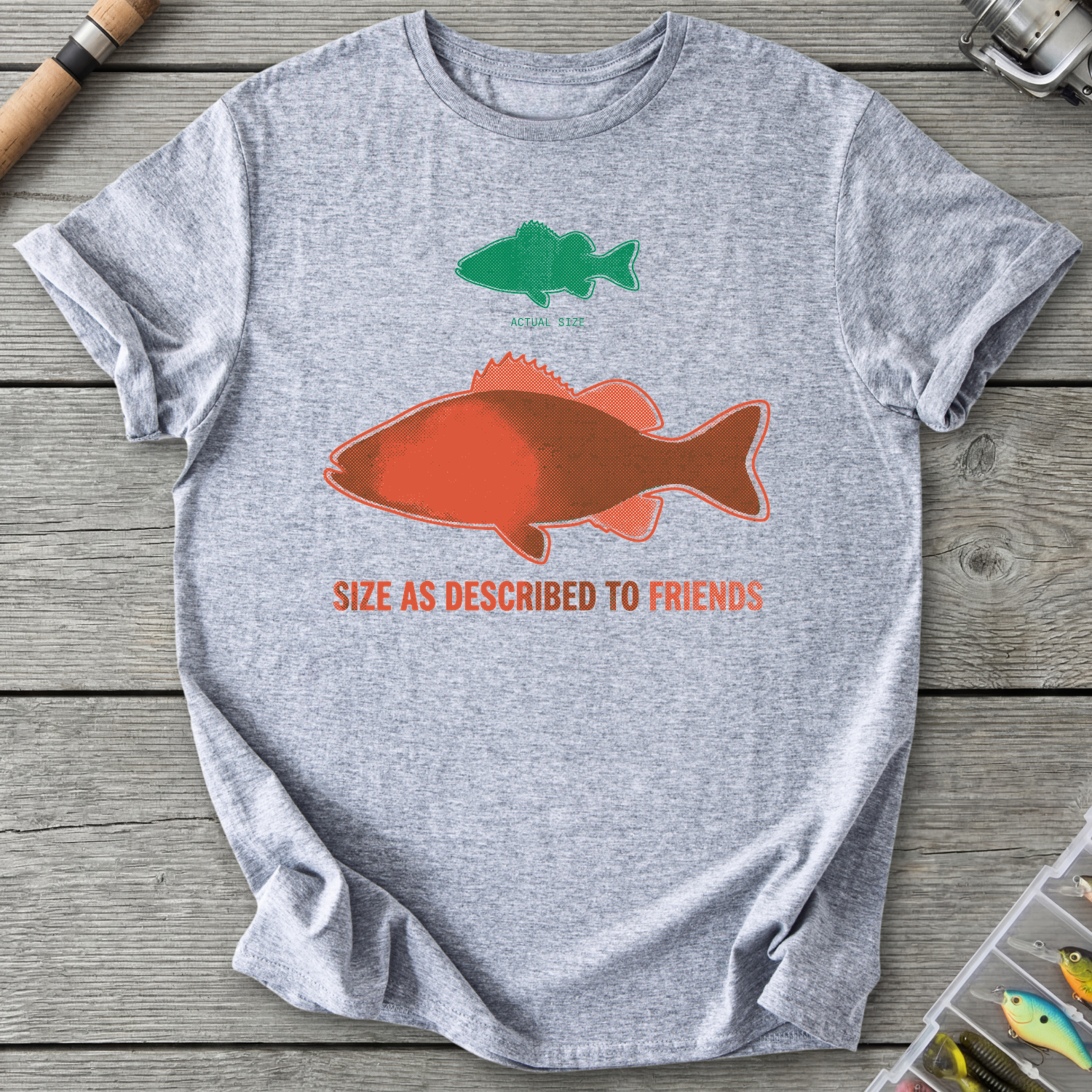 Fishing Lie Risograph Size T-Shirt in Sport Grey | River Giants Club
