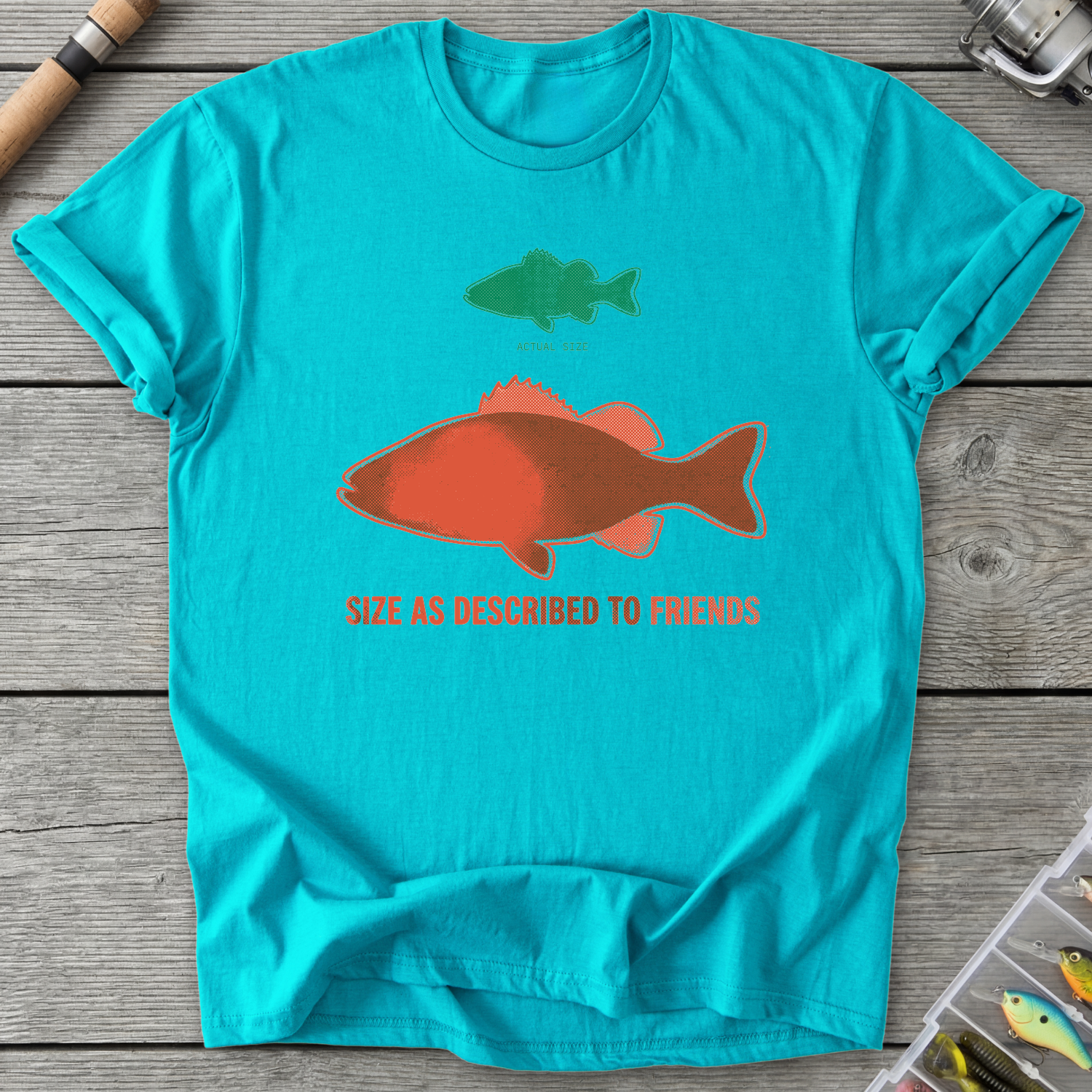 Fishing Lie Risograph Size T-Shirt in Tropical Blue | River Giants Club