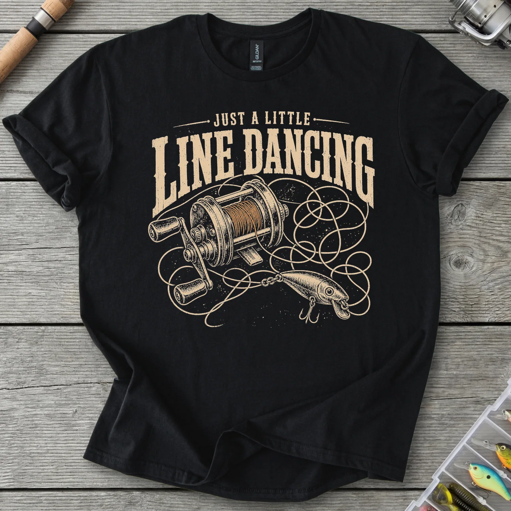 Fishing Line Dancing T-Shirt in Black | River Giants Club