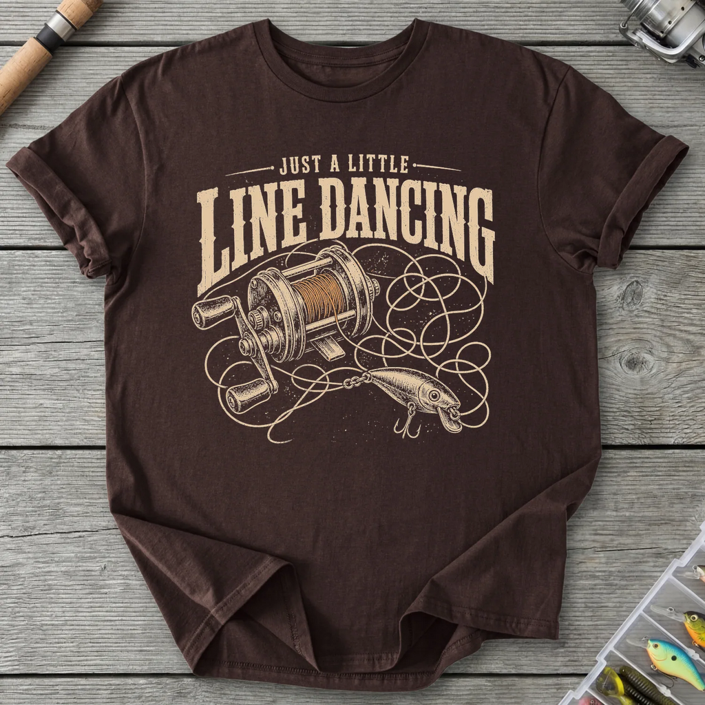 Fishing Line Dancing T-Shirt in Dark Chocolate | River Giants Club
