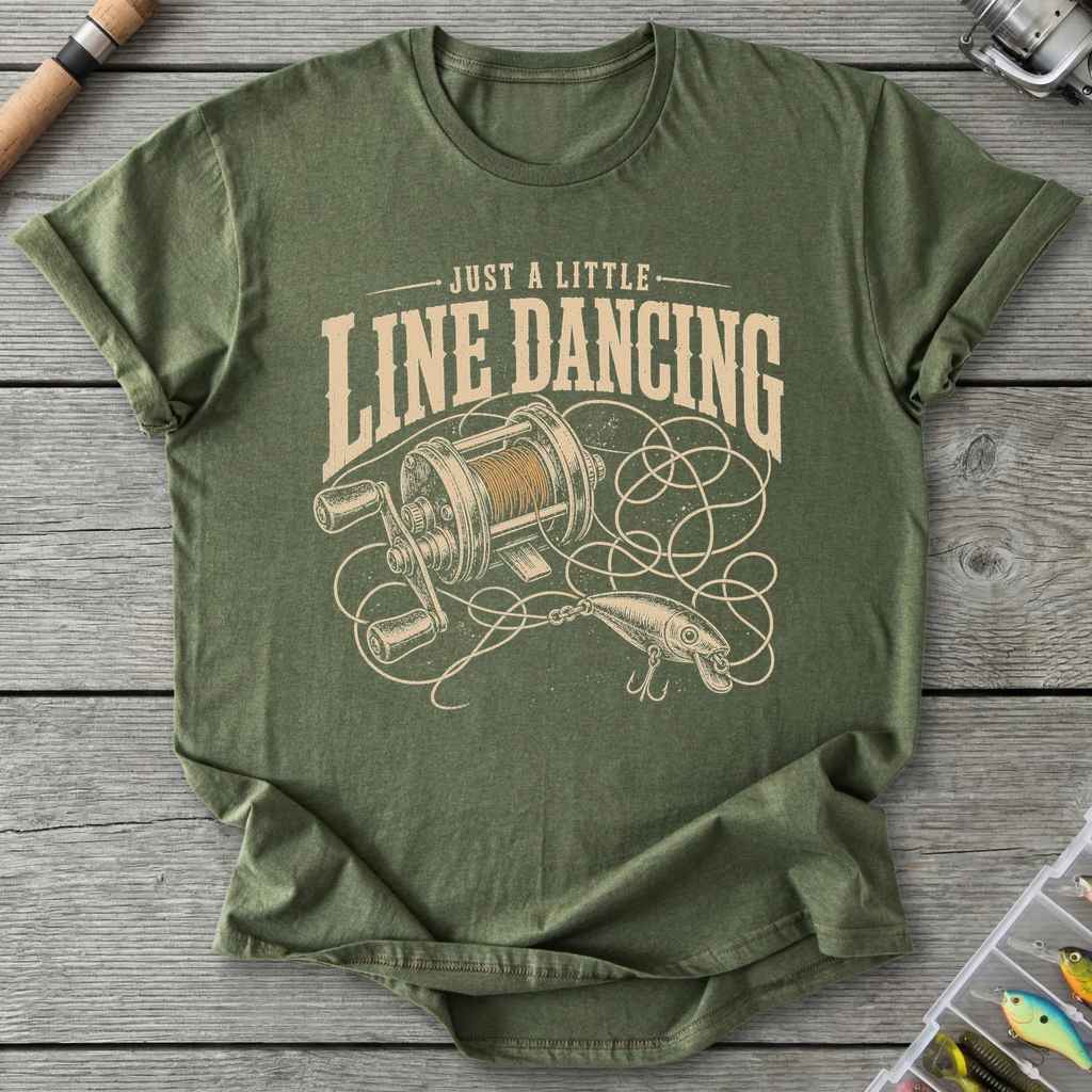 Fishing Line Dancing T-Shirt in Military Green | River Giants Club