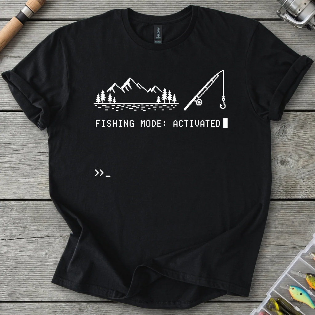 Fishing Mode Activated T-Shirt in Black | River Giants Club