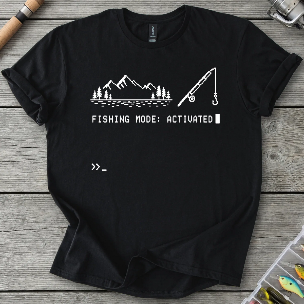 Fishing Mode Activated T-Shirt in Black | River Giants Club