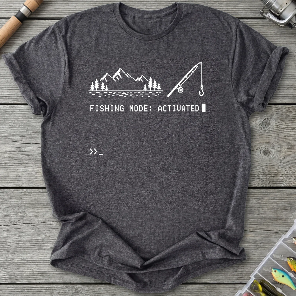 Fishing Mode Activated T-Shirt in Dark Heather Grey | River Giants Club