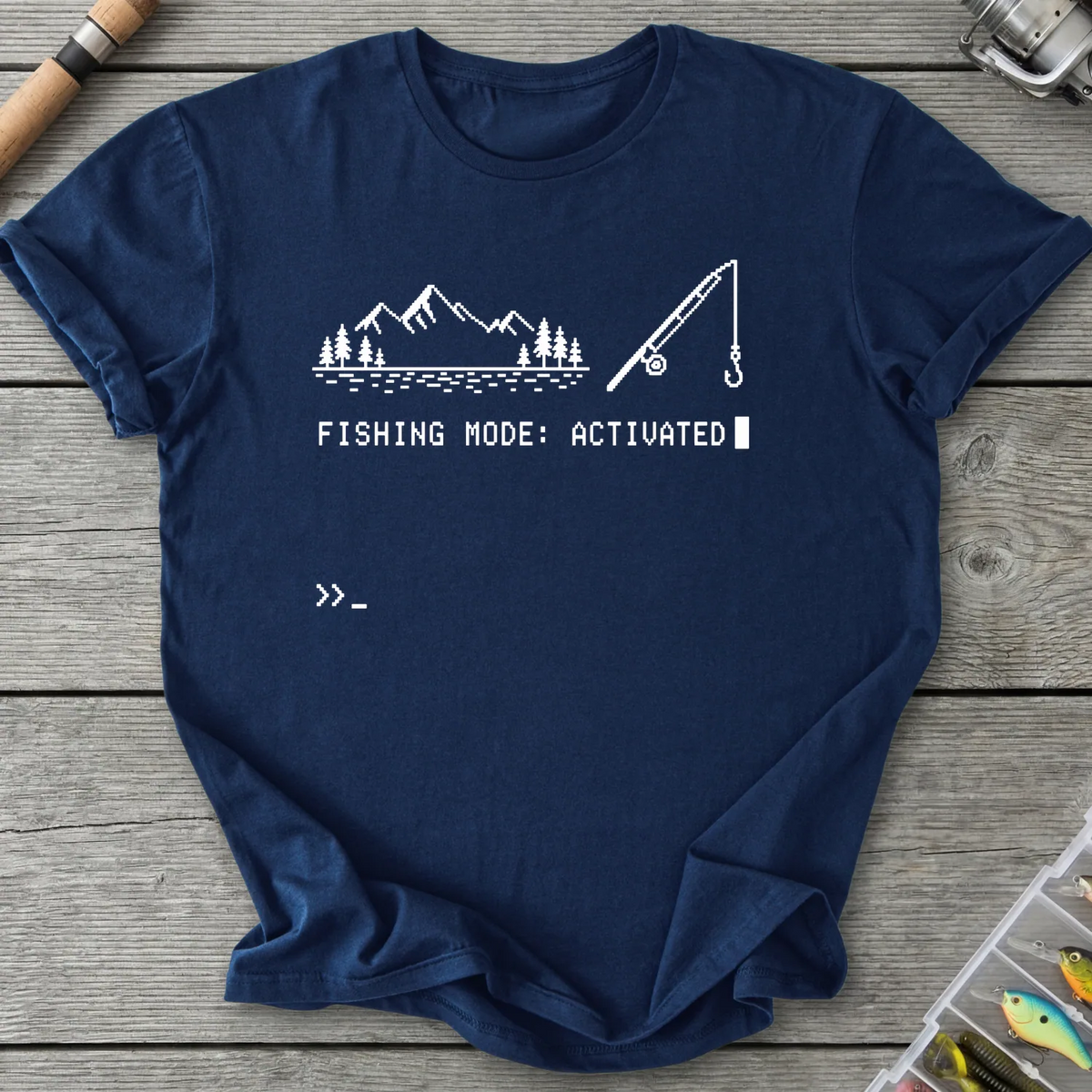 Fishing Mode Activated T-Shirt in Navy | River Giants Club