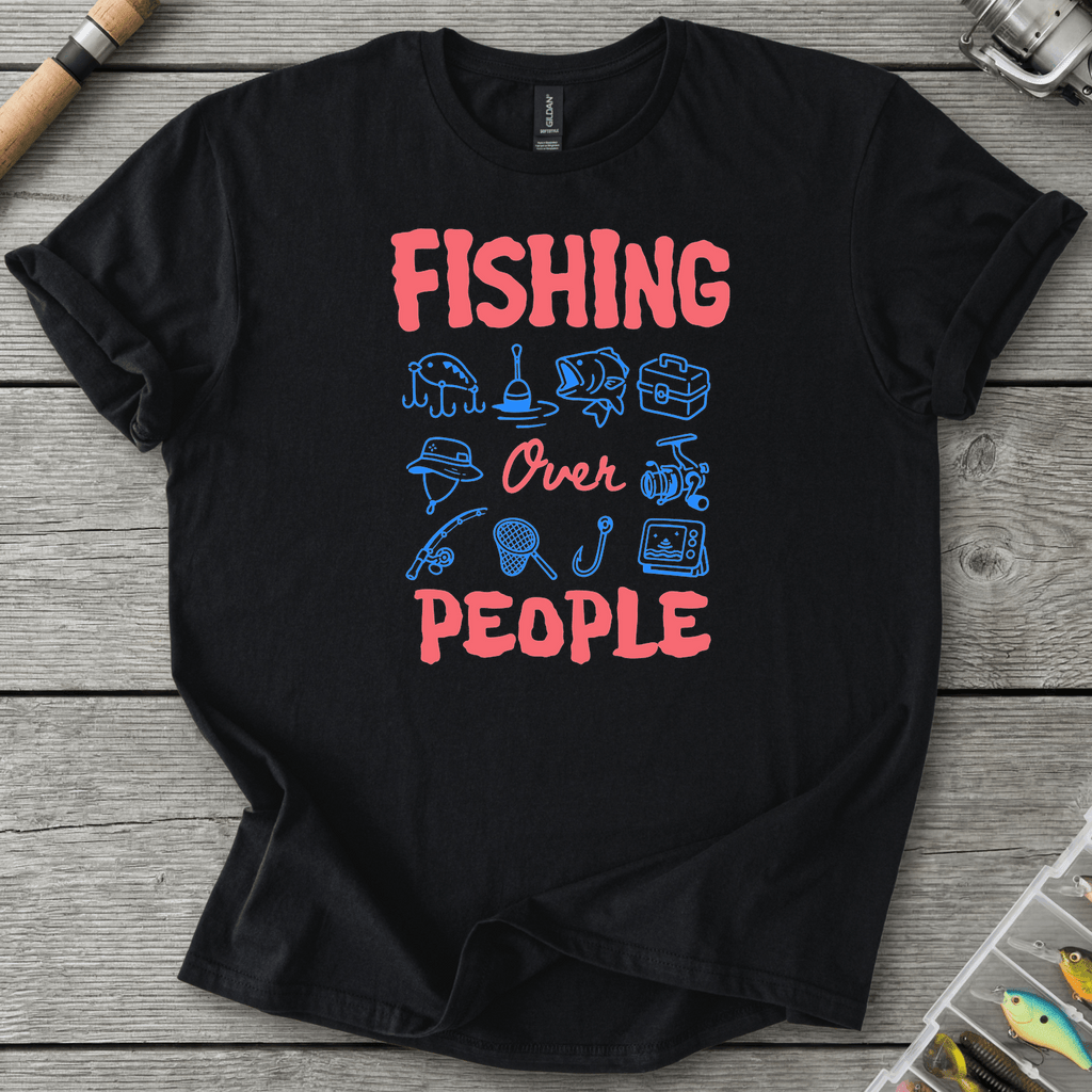 Fishing Over People T-Shirt in Black | River Giants Club